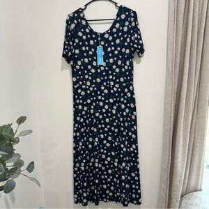 Draper James Tammy T Shirt Dress Magnolia Nassau Navy Multi Size M
